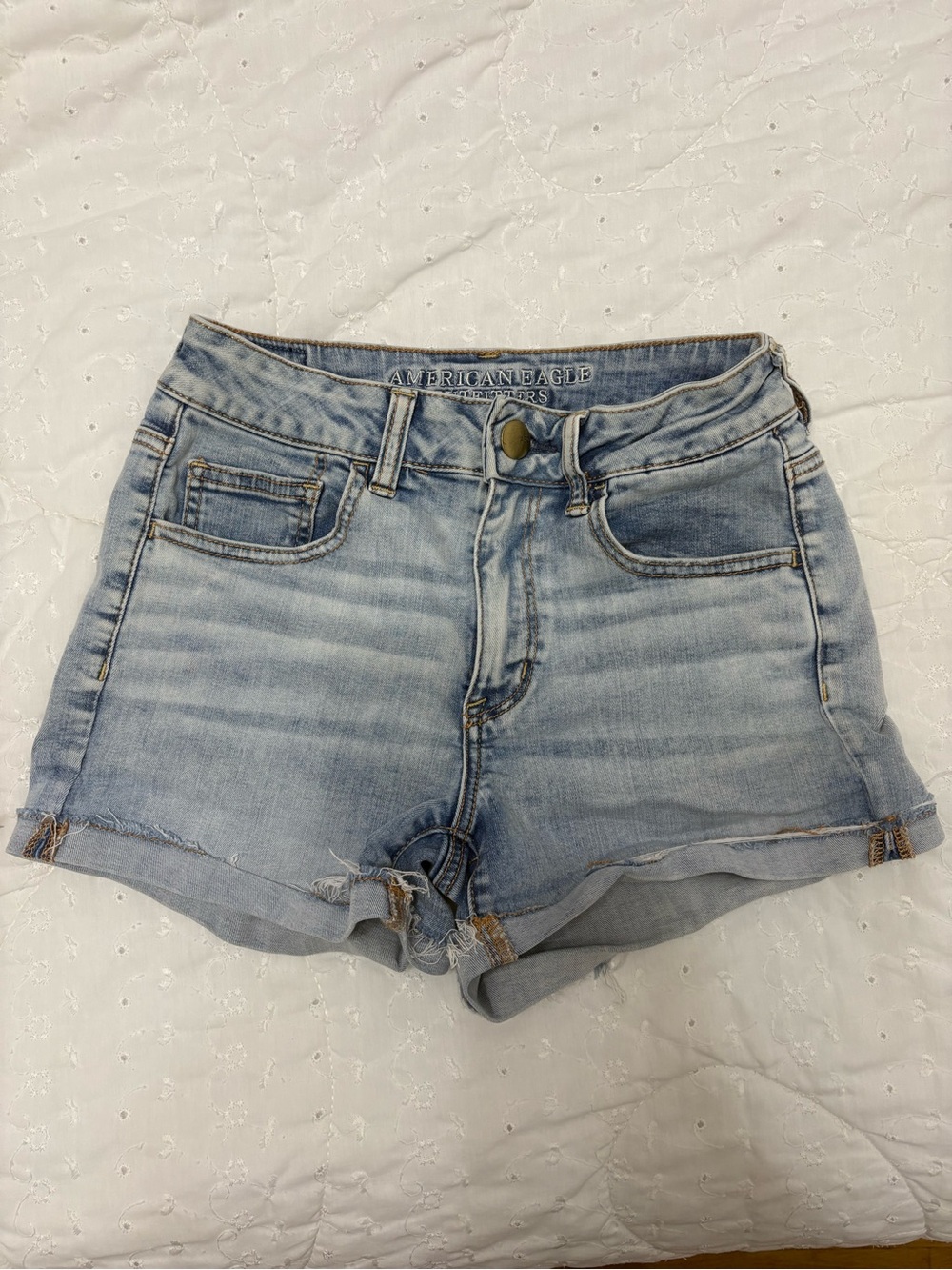 American Eagle Outfitters Light Blue Denim Cuffed Jean Shorts